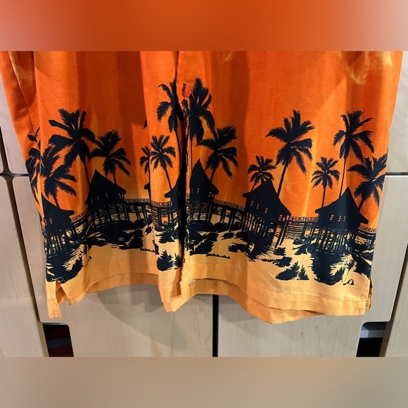 Autargo.nyc Short Sleeve men’s Button Down Overwater Bungalow/Hut Orange XXL - Picture 4 of 4